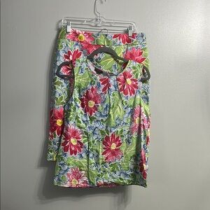 Talbots Pink and Red Mini Floral Pencil Skirt Set  Resort Wear Set SZ 10